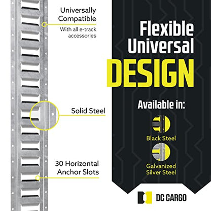 DC Cargo Mall E Track Tie Down Rail Kit 8' (4 Pack) for Garages, Vans, Trailers, Motorcycle Tie Downs, ATV Mountings - Galvanized Steel - Secure Cargo & Heavy Loads Up to 2,000 lbs - size: 4-pack