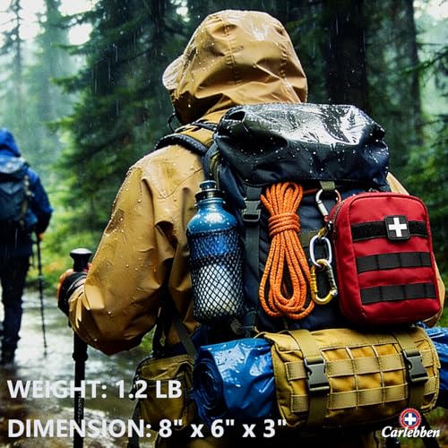 Carlebben EMT Pouch MOLLE Ifak Pouch Tactical MOLLE Medical First Aid Kit Utility Pouch (with Medical Supplies Red) - color: Red