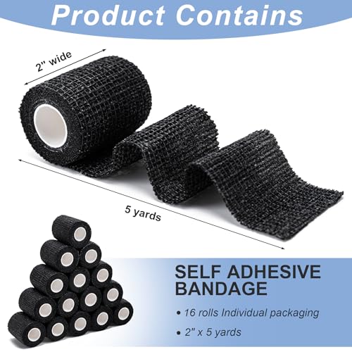 16 Pack Self Adhesive Bandage Wraps,2" X 5 Yards Elastic Bandage Wrap - color: Multicolour, size: 2 Inch