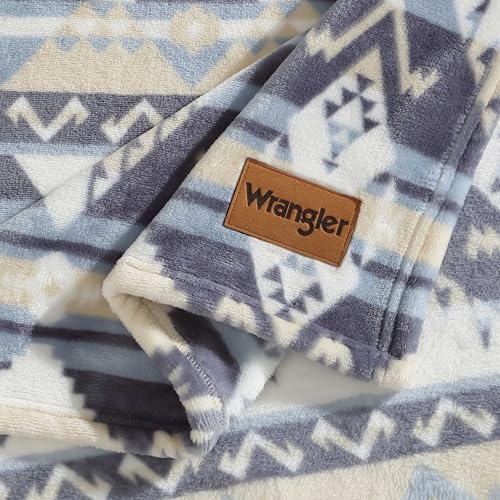 Wrangler - Blanket, Polyester, Medium Weight, Year-Round Comfort - color: Jesse Blue, size: 50" x 70"
