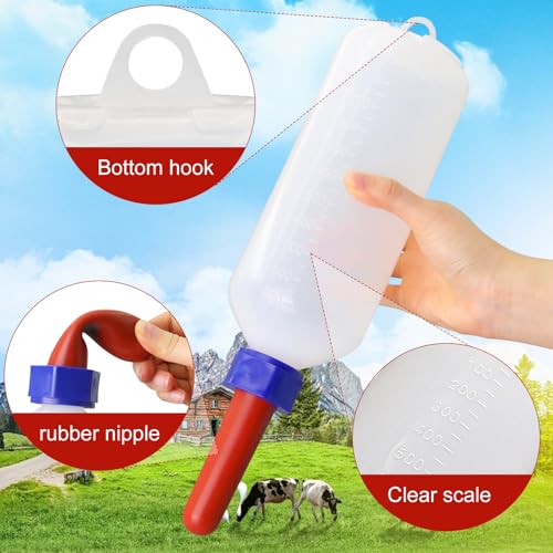 1L Calf Nursing Bottle with Rubber Screw-On Replacement Nipple