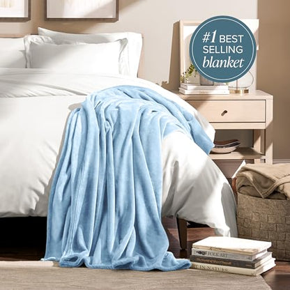 Bare Home Fleece Blanket Luxury Microplush (Full/Queen, Light Blue) - color: 08 - Light Blue, size: Full/Queen