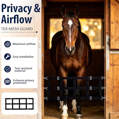 Zonon 4 Pack 48" x 20" Horse Stall Guard Gate for Horses, Heavy Duty Polyester Stall Door Guard with Adjustable Straps, Hooks and Screws, Black Stable Gate Barrier for Barns, Stables, Breeding Farms