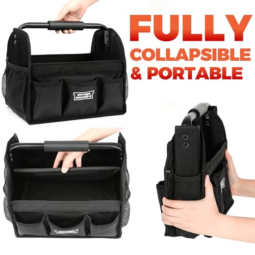 Detailing Caddy Organizer with Handle - Storage, Cars, & Cleaning Caddy for Supplies, Tools, & Home Improvement - Heavy Duty Car Detailing Supplies With Multi-Pockets & Collapsible Tote Design