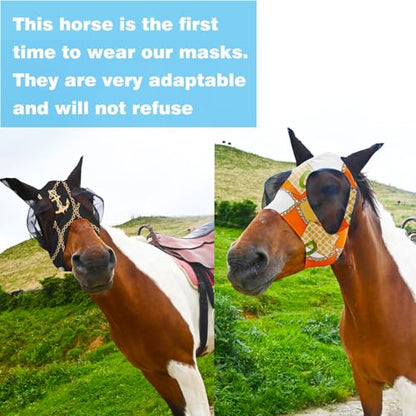 Super Comfort Fly Marsks for Horses of 3pcs Set-Horse FlyMask with Ears- Elasticity Fly Mask with UV Protection（Size：L - size: 3 pcs