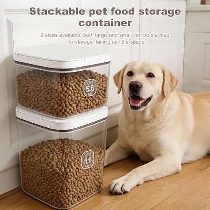 LEAWALK 5-8Lbs/5.92Qt/5.6L Airtight Dog Cat Food Storage Container and Pet Storage Bin BPA-Free. PET Clear Stackable Dog Treat Containers for Pet Food/Rice/Dry/Cereals/Flour/Sugar/Bread - color: White-5.6L-C