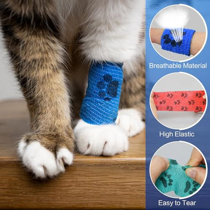 6pcs 2" Self Adhesive Bandage Wraps, Paw Prints B - size: 6pcs 2" Paw Prints B