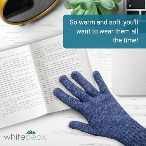 whitepeak Genuine Merino Wool and Possumdown Blended Gloves | UNISEX | Comfy, Light, and Quick-Drying - color: Blue, size: X-Large