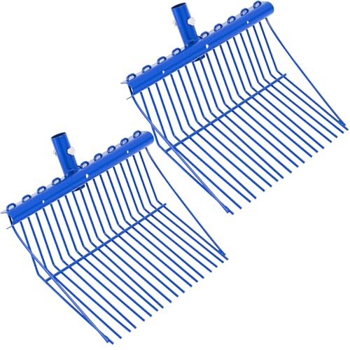 Tandefio 2 Pack Manure Fork Replacement Head Metal Pitchfork Horse Manure Rake Garden Pitch Fork Replacement Head with Angled Tines for Horse Stall Poop Picking up(Blue) - color: Blue