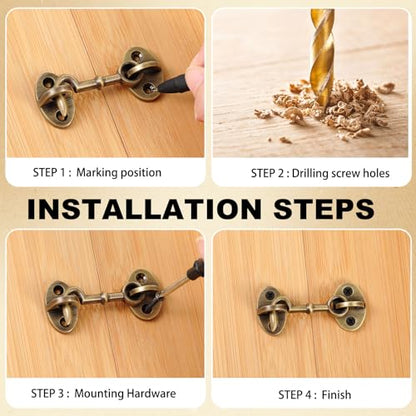 2 Pieces 2.75 Inch Brass Hook and Eye Latch Gate Door Latch, Bronze - color: Bronze, size: 2.75 Inch