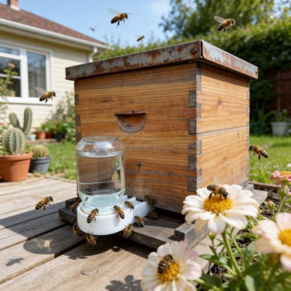Bee Hive Feeder, White Entrance Feeder with Aluminum Lid, 4-Pack
