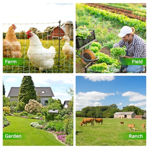 Electric Poultry Netting, 47.2"H x 164'L Electric Chicken Fence Netting | for Chickens, Ducks,Turkeys, Sheep, Geese in Yard, with Posts & Double-Spiked Stakes Farms,Backyards, Garden