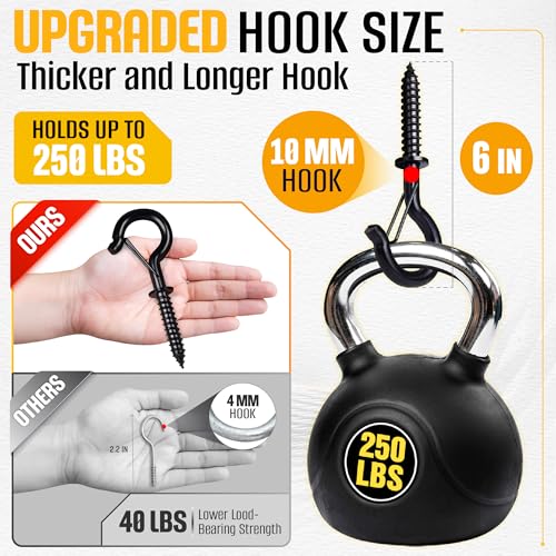 [HEAVY-DUTY] 250Lbs 6’’ M10 Q-Hanger Hook with Safety Buckle & Washer, 2Pcs