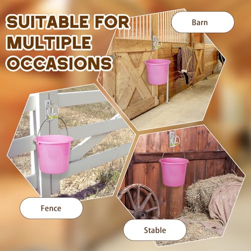 8 Pcs Water Bucket Hooks for Horses with Pin Heavy Duty Wall Mounted Horse Feed Bucket Hangers Holders Metal for Horse Stall Stable Barn Animal Supplies