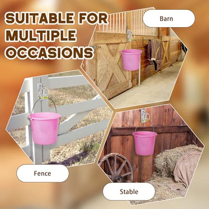8 Pcs Water Bucket Hooks for Horses with Pin Heavy Duty Wall Mounted Horse Feed Bucket Hangers Holders Metal for Horse Stall Stable Barn Animal Supplies