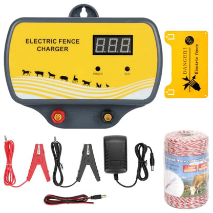120‑Acre Electric Fence Charger, 12V 12KV 2J Pulse Generator