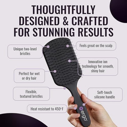 ERGO Super Gentle Large Paddle Brush for Blow Drying - Hair Brushes for Women with Thick or Thin Hair - Dual Hairbrush for Women - Detangler Hair Brush - Gently Detangles Curly or Wet Hair - ERG1000 - style: ERG1000 (Large Paddle)