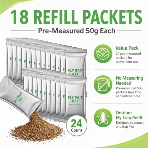 18 Pcs Fly Trap Refill Bulk 30g Outdoor Flying Insect Sticky Trap for House, Garden Backyard Ranch Horse, Blow Flies
