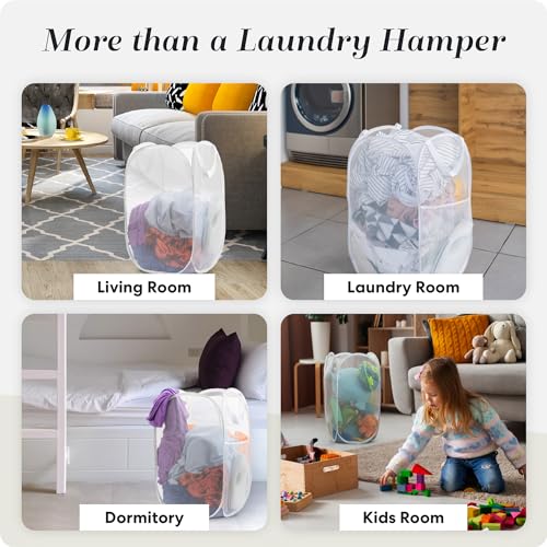 Handy Laundry Pop Up Laundry Hamper 71L Sturdy Collapsible Mesh (White) - color: White, 1-PACK