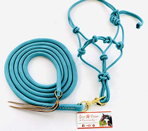 Mini-Pony 4 Knotted Rope Halter & 8' Lead Set (Teal, Small 28-32" Mini) - color: Teal, size: Small 28-32" Mini