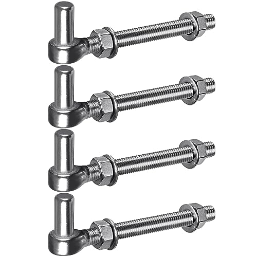 Insaga M16x 6'' J-Bolt Gate Hinge, 304 Stainless Steel J-Bolt Post Hinge for Farm Gate, 5/8" Male Pin J-Bolt Hinge for Chain Link Fence Gate, Gate Hinges for Metal Gates (4Pcs) - color: M16-6''-4PCS