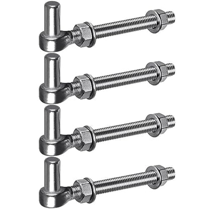 Insaga M16x 6'' J-Bolt Gate Hinge, 304 Stainless Steel J-Bolt Post Hinge for Farm Gate, 5/8" Male Pin J-Bolt Hinge for Chain Link Fence Gate, Gate Hinges for Metal Gates (4Pcs) - color: M16-6''-4PCS