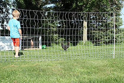 Starkline 48" x 82' Premium Electric Poultry Netting Solar Kit | White/Blue All-in-One Solar Electric Fence Kit for Backyards, Homesteads, Farms, and Ranches