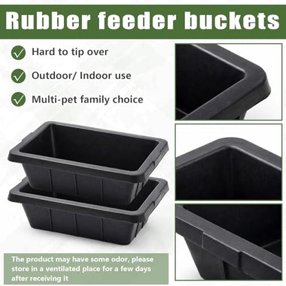 Sadnyy 3 Pcs Rubber Feeder Pan, Horse Feed Bucket Rubber Feed Pan Large Utility Heavy Duty Horse Trough Feeder for Goats Horses Livestock Animal Feeding(7.39 Qt/ 1.85 Gallon) - size: 7.39 Qt/ 1.85 Gallon