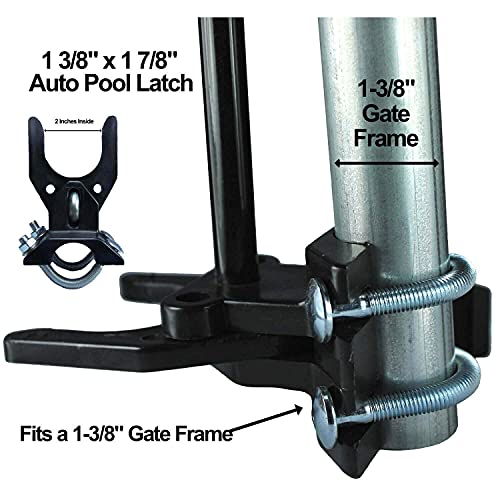 Pool GATE Latch: Child Safety Pool Latch - Push Style Pool Gate Latch for Chain Link 1-3/8" Gate Frames and 1-7/8" Gate Posts - 1 Latch - size: 1-3/8" gate frame x 1-7/8" gate post