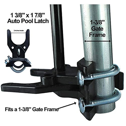 Pool GATE Latch: Child Safety Pool Latch - Push Style Pool Gate Latch for Chain Link 1-3/8" Gate Frames and 1-7/8" Gate Posts - 1 Latch - size: 1-3/8" gate frame x 1-7/8" gate post