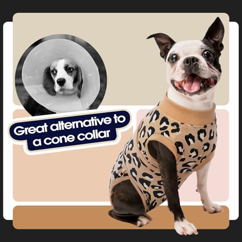 FUAMEY Dog Surgery Recovery Suit, Soft Breathable Neuter Suit for Male Dogs - color: Brown Leopard, size: Xs(back:8.3-11.4in,wt:4-7lbs)