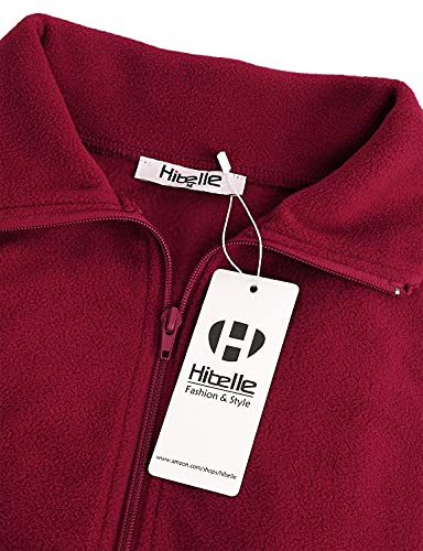 Hibelle Women's Outdoor Full-Zip Thermal Fleece Jacket with Pockets - color: 205-wine Red, size: Medium