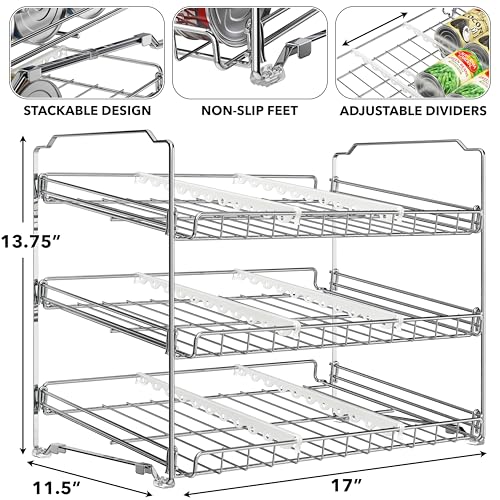 Simple Houseware 3-Tier Stackable Can Organizer Rack Hold 36 Cans, Chrome - color: Chrome