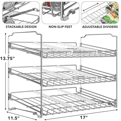 Simple Houseware 3-Tier Stackable Can Organizer Rack Hold 36 Cans, Chrome - color: Chrome
