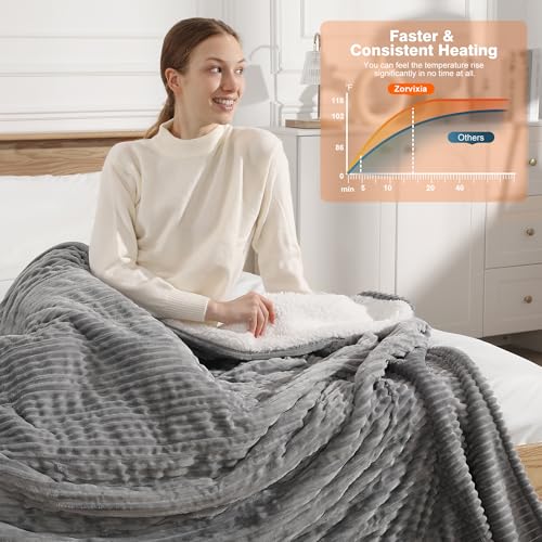 Heated Throw Blanket Electric Throw Blanket Warming Blankets for Adults - color: Light Gray, size: Throw(50"x60")