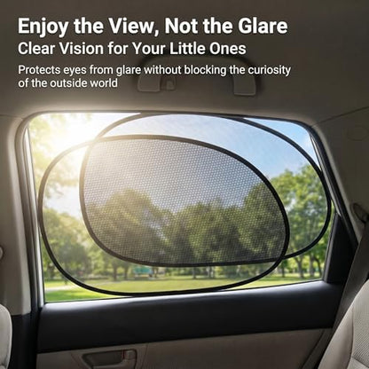 2 PCS Car Side Window Shades, Sun & Heat Blocking Shield for Baby, One-Way Gauze Mesh Privacy Protection Screen with Suction Cups, Universal Foldable Cover for Most Cars (Black)