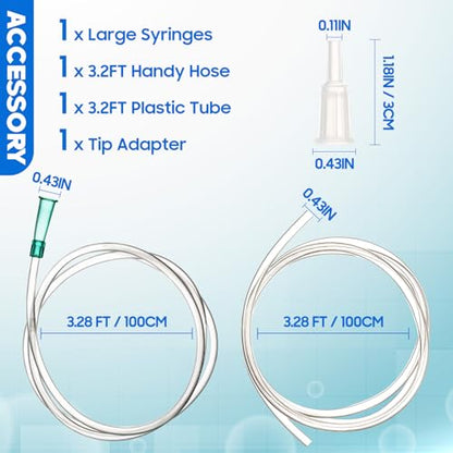 100ml/cc Syringes with Tube 40 Inch Handy Plastic Tubing and Adapter Tip - size: 100ML/CC
