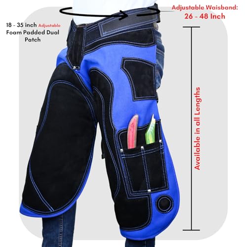 Farrier Apron Cowhide Leather Hoof Trimming Chaps - color: Blue - Black, size: 65cm - 25inch