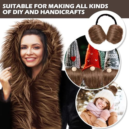 Tatuo 2 X 100 Inch Brown Fake Fur Fabric for Crafts Sewing DIY - color: Brown, size: 2 x 100 Inch