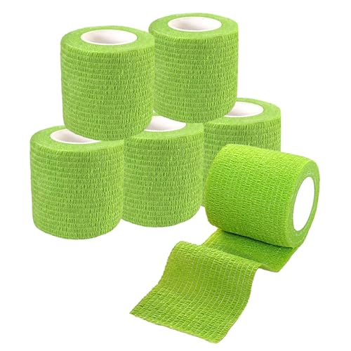 2 Inches Self Adhesive Bandage Wrap Bulk, 6 Pack, Grass Green - color: Grass Green