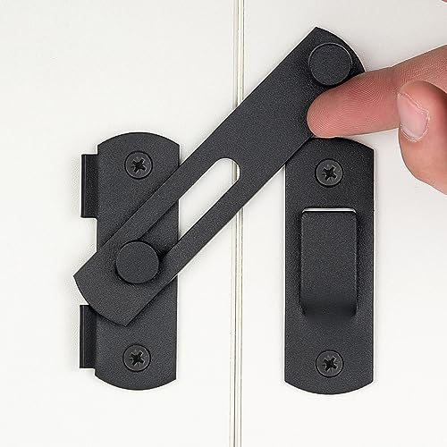 4 Packs Matte Black Stainless Steel Barn Door Latch flip Door Latch - color: Matte Black