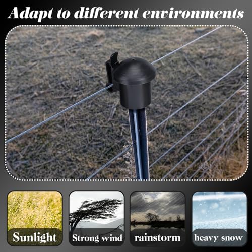 DoubleFill 1 Pcs Electric Fence Insulators and T Post Safety Cap, Black - color: Black