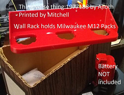 M12 Battery Holder for Milwaukee Makita Bosch Mount Wall Rack 12V 3 slot BAT414 BL1014 USA PN M12x3Rack - color: Red, size: 3 Slot