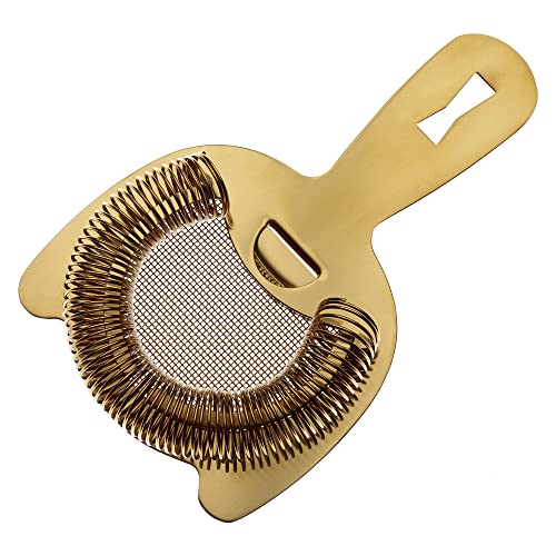 Barfly Fine Mesh Spring Strainer, Gold Plated - color: Gold