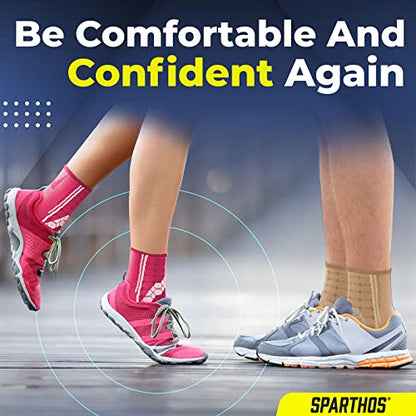 Sparthos Ankle Brace for Women & Men, Foot Compression Sleeve - Beige-M - color: Desert Beige