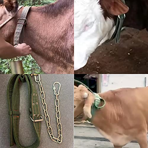 Adjustable Cow Collar,56 inch Four-Layer Thickened Canvas Cattle Neck Collar with 2-Rows Metal Buckle,Neck Strap for Cattle,Goat,Horse,Large Dog (Medium) - size: Medium