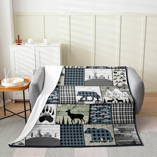 Feelyou Wildlife Western Cabin Flannel Fleece Blanket Twin 60" x80 - color: Multi 06, size: Twin