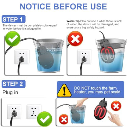 250W Bird Bath Heater - Suitable for Livestock, Poultry, Horses, Cows, Birds, and Chicken Waterers - Winter Use Indoors/Outdoors - Aluminum Cast for Efficient Heating