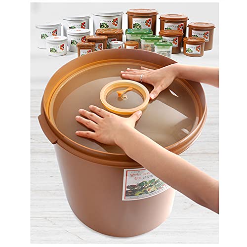 E-Jen Premium Kimchi, Sauerkraut Container Probiotic Fermentation with Inner Vacuum Lid Round (8.4 gal/ 32L) - size: 32 l