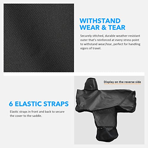 Harrison Howard Long-Lasting 6 Elastic Straps 600 Denier Waterproof Western Saddle Cover-Black - color: Black